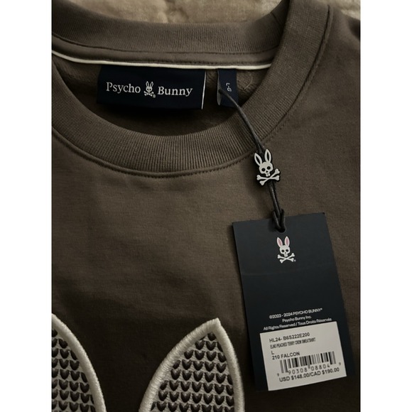 Psycho Bunny Pullover Crewneck Sweatshirt Taupe Men's Sz Large Embroidered - Picture 3 of 6